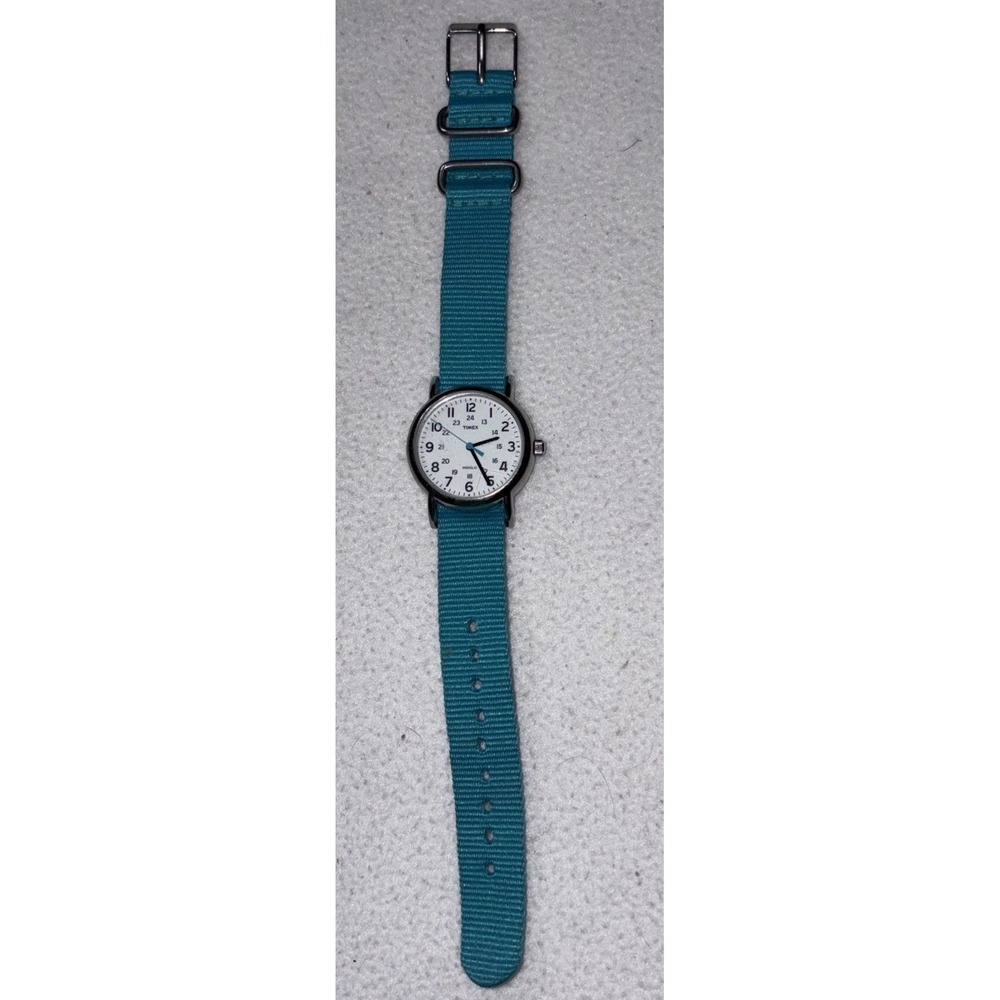 Vintage Speidel Teal Aqua Watch With Silver White Military Analog Needs Battery